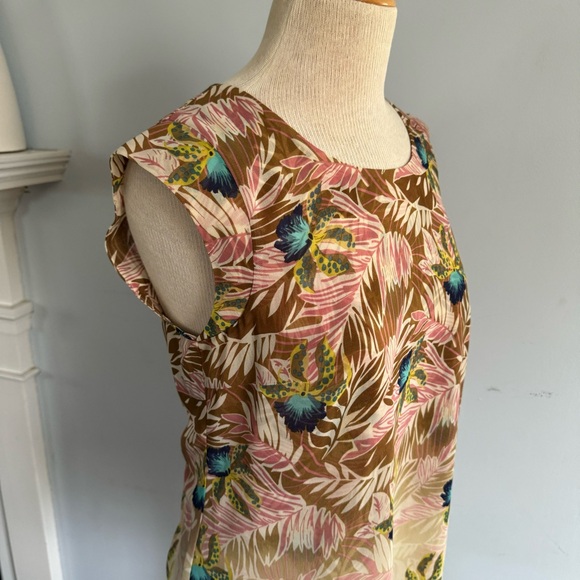 CAbi Parlor Top w/ tropical floral leaf & peacock feather print Style# 5216 Sz M - Picture 12 of 14